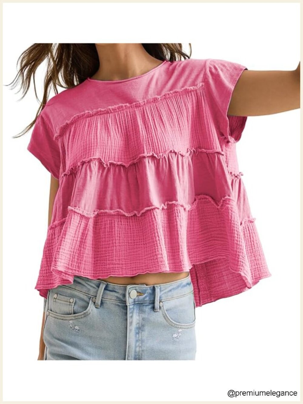 Ruffle Swing Tank Top for Women - Flared Hem Peplum Blouse Soft Cotton